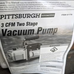 Pittsburgh Vacuum Pump, 3 CFM Two-stage