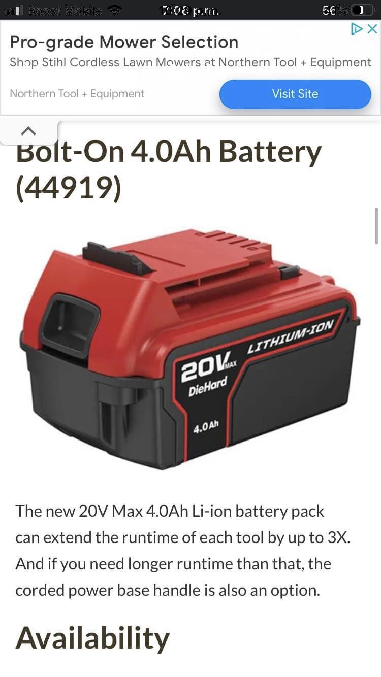 Bolt-On 4.0Ah Battery (44919) CRAFTSMAN