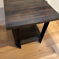 Quality Wood and Black Iron End Side Table