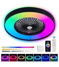 Oaks Aura 23.2 in. Indoor Modern Black Smart Ceiling Fan with RGB LED Lights, Dimmable, APP and Remote Control