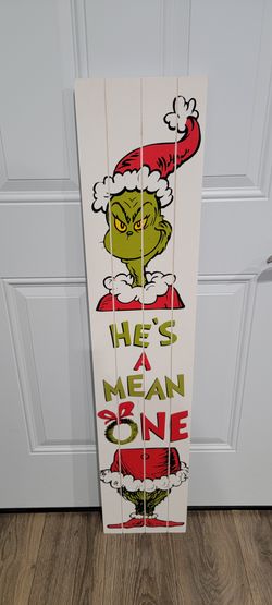 Grinch Large Wood Plank Sign 3 ft