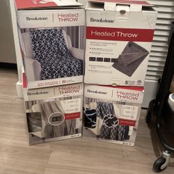 Brookstone Luxurious Electric Heated Throw 4-Heat Settings Easy One Touch Built-in Remote