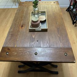 Solid Wood + Metal Space Saving Dining Table Set