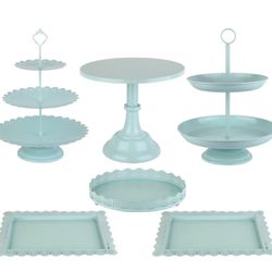 6 Pcs Metal Cake Stand Sets for Dessert Table, Cake Pop Stand Set & Dessert Table Trays & Tiered Cupcake Holder Perfect Display for Wedding, Party, Bi