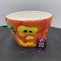 vintage Halloween ceramic bowl planter perfect for storing candies