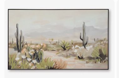 NEW 60”x35” Framed Desert Canvas Art w/Hand Embellishments