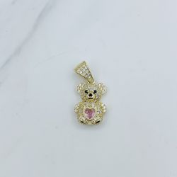 ❤️ 10k Gold Pendant Bear   ❤️ 15 millimeters long  ❤️ White and pink cubic zirconia   ❤️ Dije Oso De 10k En Oro ❤️ Oso mide 15 milimetros  ❤️ Piedra b