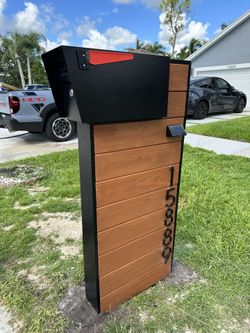 Custom Lockable Stained Wood Mailbox