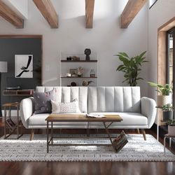 Brand New MCM Light Gray Convertible Sofa Couch Futon Mid-Century Modern