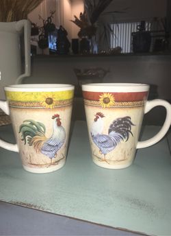 Rooster Sunflower Gibson Coffee Cups Set of 2