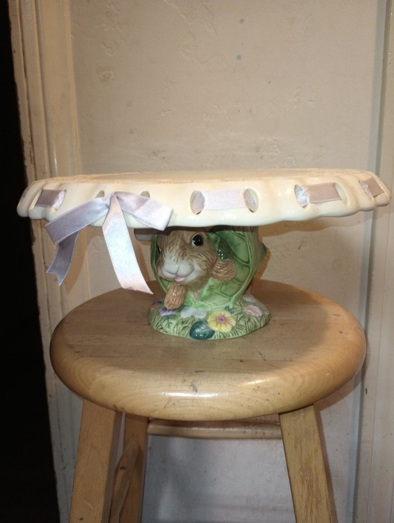 Ceramic Bunny Cake Plate