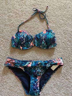 New Womens Old Navy bikini blue floral small medium