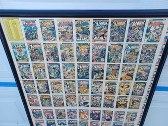 🔥UNCANNY X-MEN #94-145 COMIC BOOK POSTER FLEER UNCUT CARD SHEET FRAMED... MAKE OFFER $
