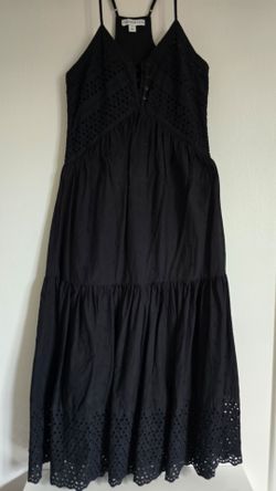 And Now This Women's XS Black Eyelet Maxi Dress Tiered