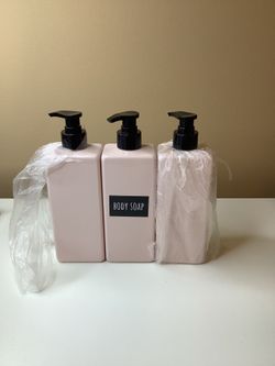 Unbranded Pink Liquid Body Soap Dispenser - Set of 3, Preloved