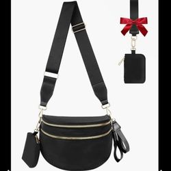 Bum Bag Crossbody Bags for Women Fashion Waist Packs Large Fanny Packs Belt Bag Purse Handbags Wallets Purses Trendy Shoulder Bag (Black-new, One Size