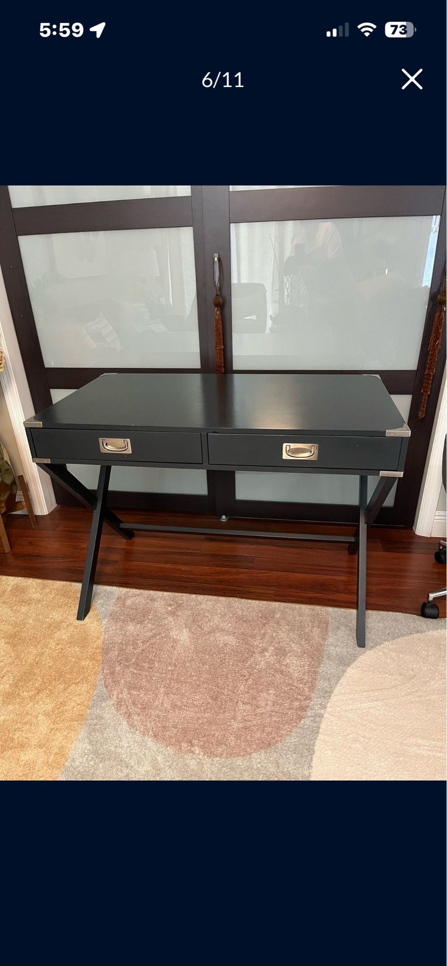 West Elm Beautiful Black Modern Desk w/Drawers