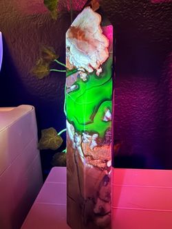 7” UV Reactive Volcano Agate Crystal Tower | Fluorescent Agate Point
