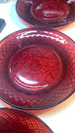 Plates Cape Cod Deep Ruby Red Glass 