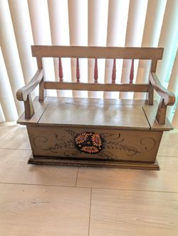Folk Art Vintage Rustic Doll Bench - Decor