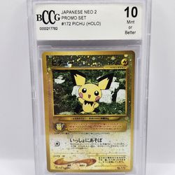 Pokemon Neo Reverse Holo Pichu Japanese Beckett 10 MINT