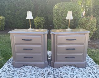 Solid wood nightstand pair