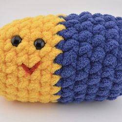 crochet chill pill / happy pill handmade in Seattle Mariners blue & yellow 