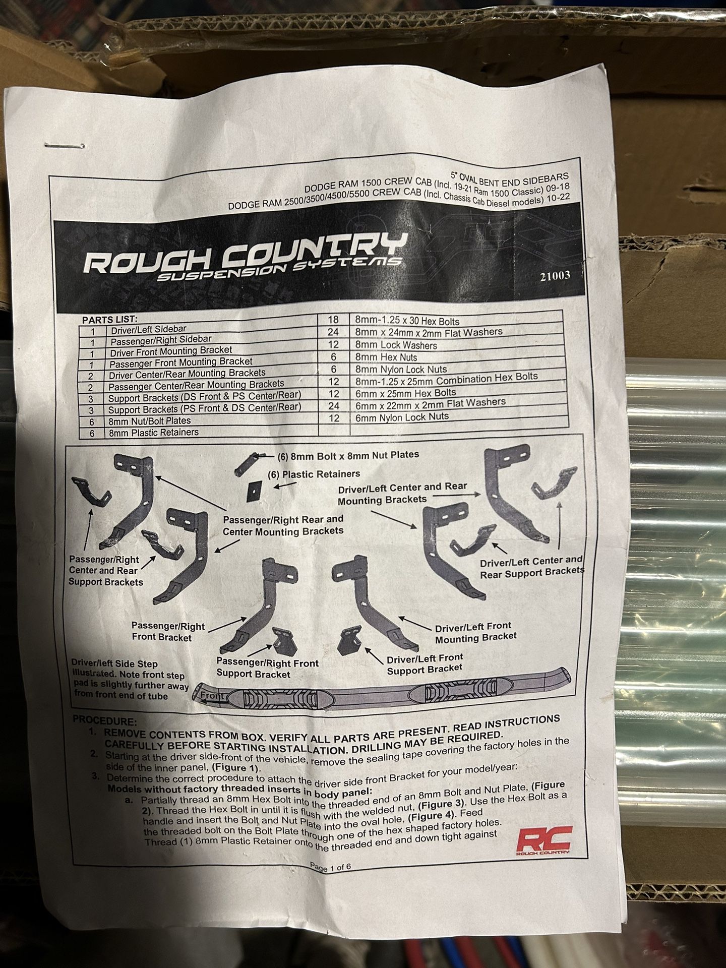 Rough Country 5” Oval Side Steps For Ram 1500-2500 Crew Cab
