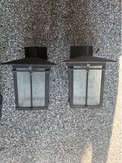 Pair of Patriot Lighting Wren Outdoor Wall Lanterns (Set of 2) – Black / Water GlassPrice:$40 for both