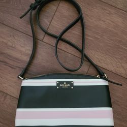 Kate Spade Grove Street Crossbody Bag Purse Striped Leather Black Pink