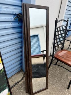 3 Rectangular Brown Framed Mirrors 