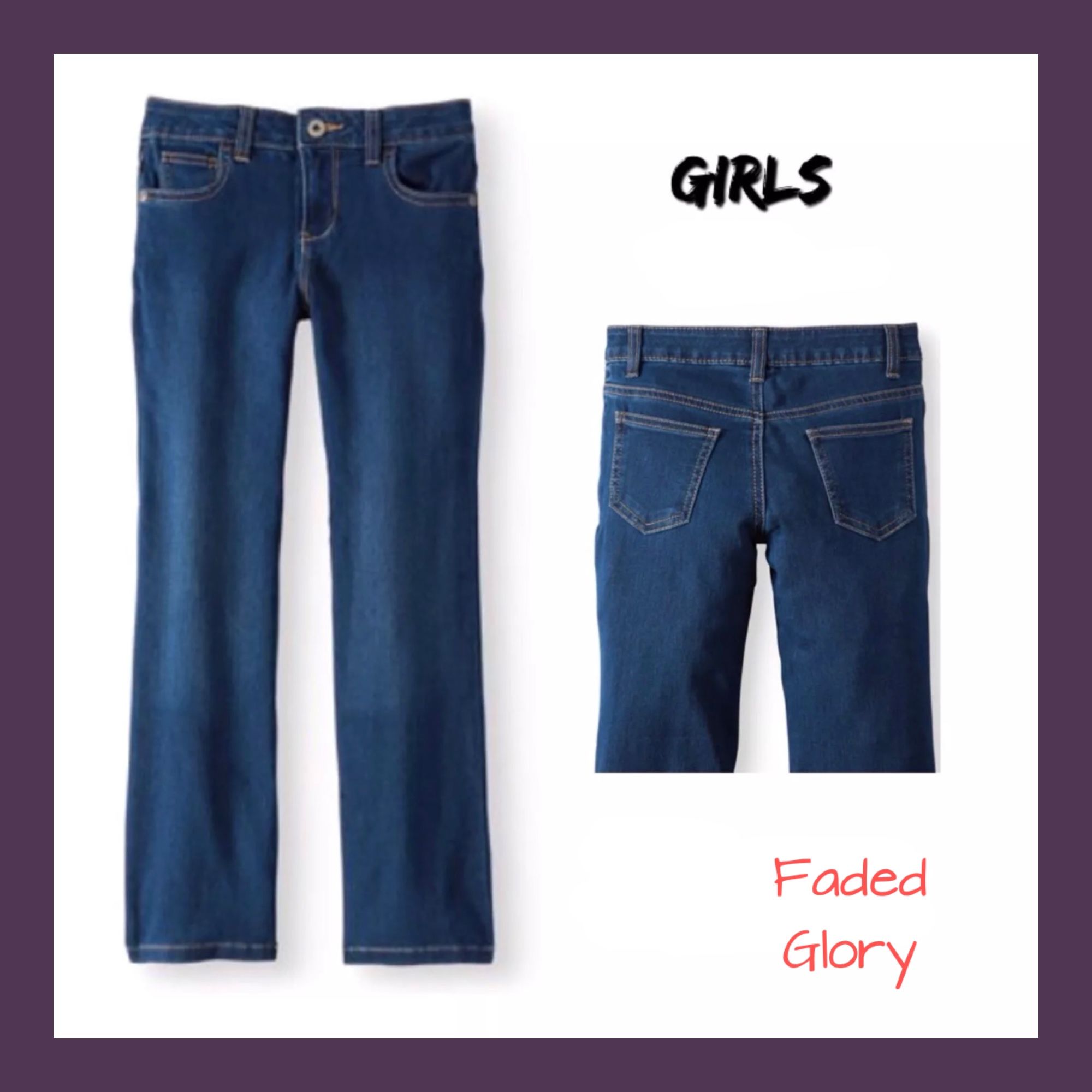 New Girls Faded Glory Bootcut Pants Sz:16