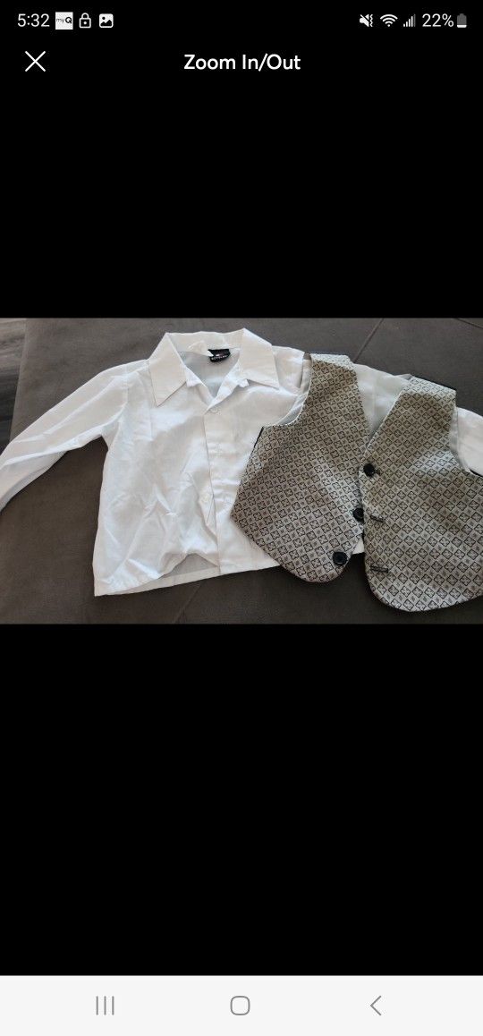 Toddler Dress Shirt & Vest Formal Holiday 24M 2T