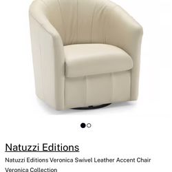 Natuzzi Veronica Swivel Leather Accent Chair