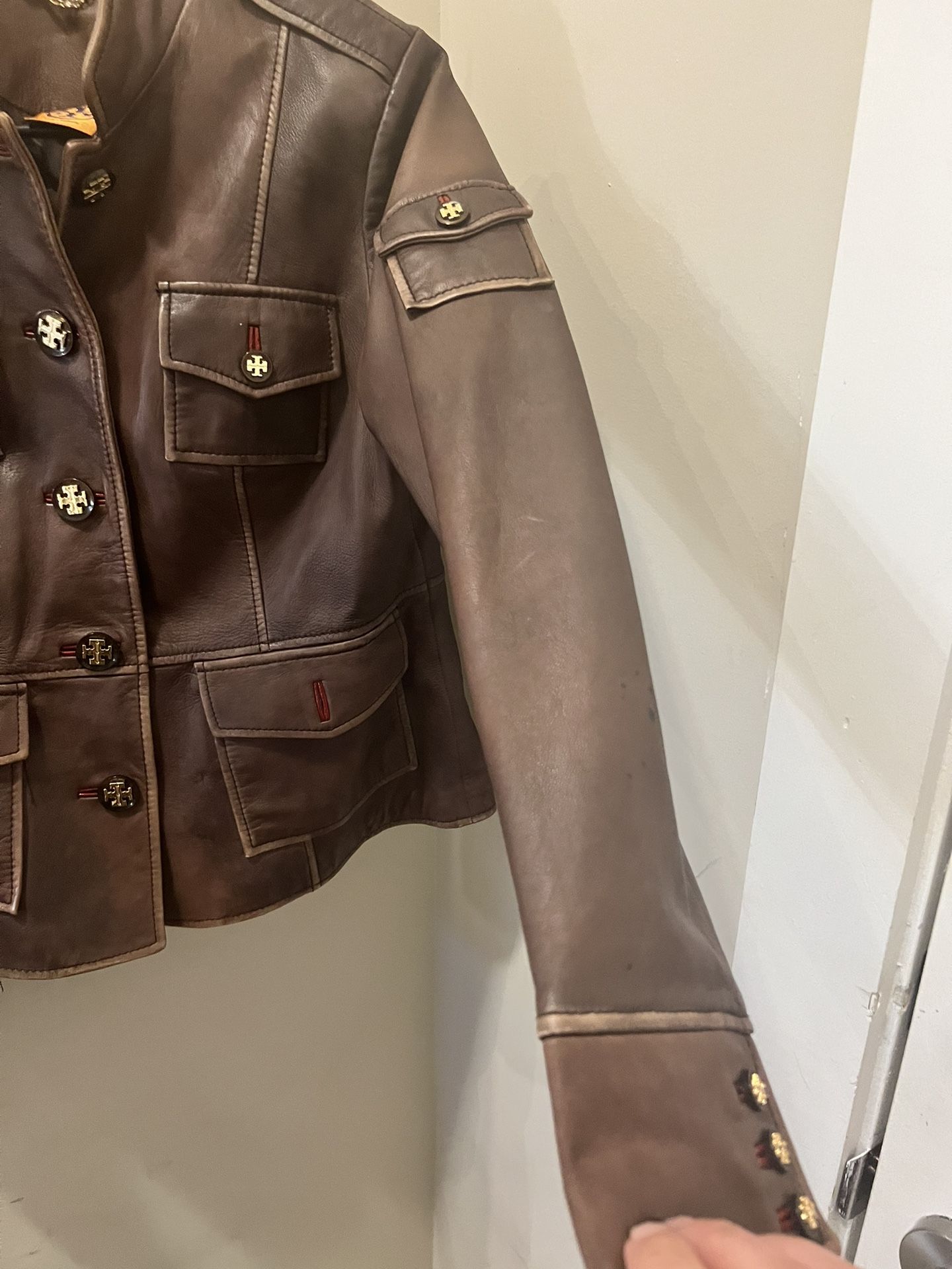 Vintage Tory Burch Sgt Pepper Brown Leather Jacket (size 8) for Sale in  Charlotte, NC - OfferUp