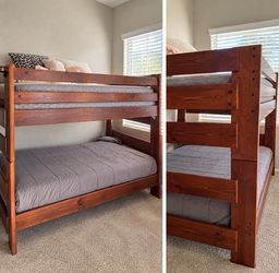 Living Spaces Sedona Full-over-Full Bunk Bed + 2 Mattresses