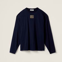 Miu Miu Long Sleeves Cotton Jersey T-shirt New