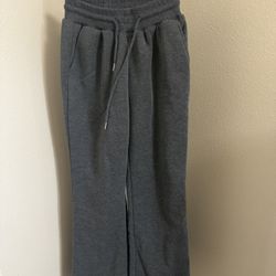 Gray Sweatpants With Drawstring Waist & Flare Bottom Size Small 