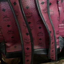 Mcm Burgundy Stark Visetos Canvas Backpack 