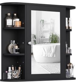 Black bathroom cabinet with mirror JFBG2607