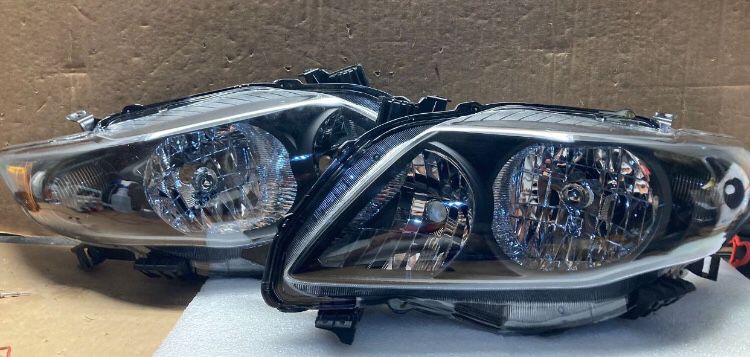 #OH184 FIT 2009-2011 Toyota Corolla Black OE Style Halogen Headlight Head Lights Pair Set