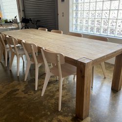 Handcrafted Solid Oak Dining Table w/ Ash Wood Chairs