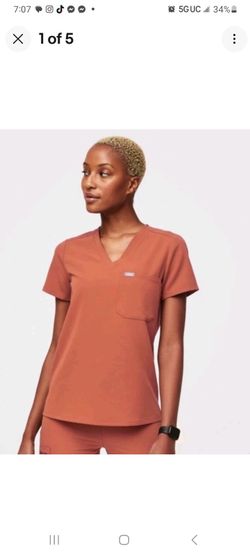 FIGS - Catarina One-Pocket Scrub Top & Zamora Joggers Terracotta 2XL NWT