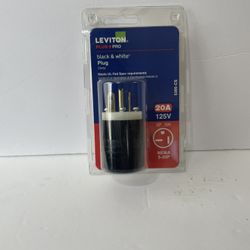 NEW, LEVITON 20A-125V, NYLON PLUG-BLACK & WHITE 5366-CS PLUG