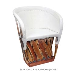 Mexican Equiple White Leather Lounge Chair 