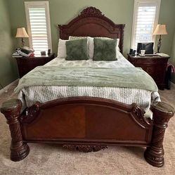 Ashley Dark Wood Queen Bedroom Furniture Set 6pcs