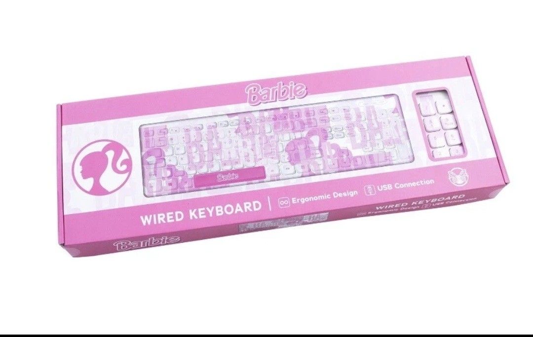 Barbie Wired USB Keyboard Pink Ergonomic Design - NEW