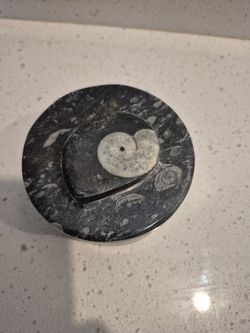 Fossil Stone Round Lidded Box