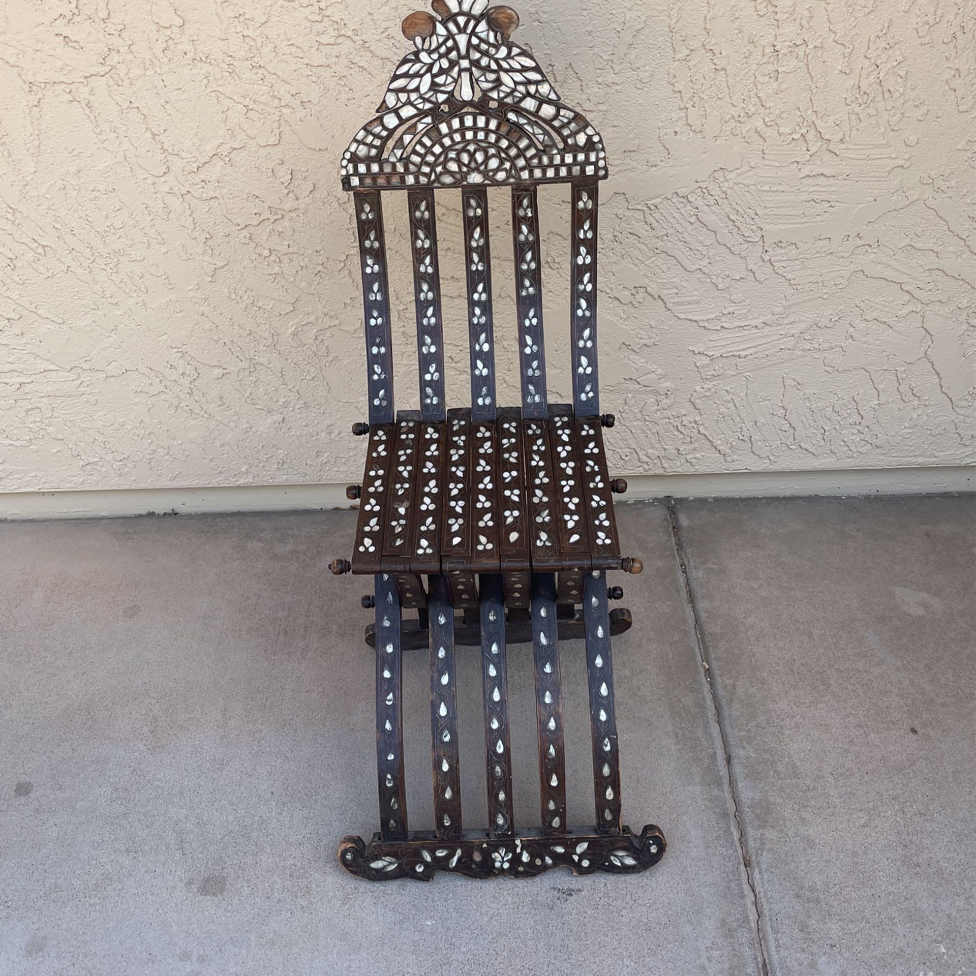 Antique Mother Of Pearl Folding Chair 