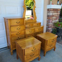 Oak  Dresser  And Tables